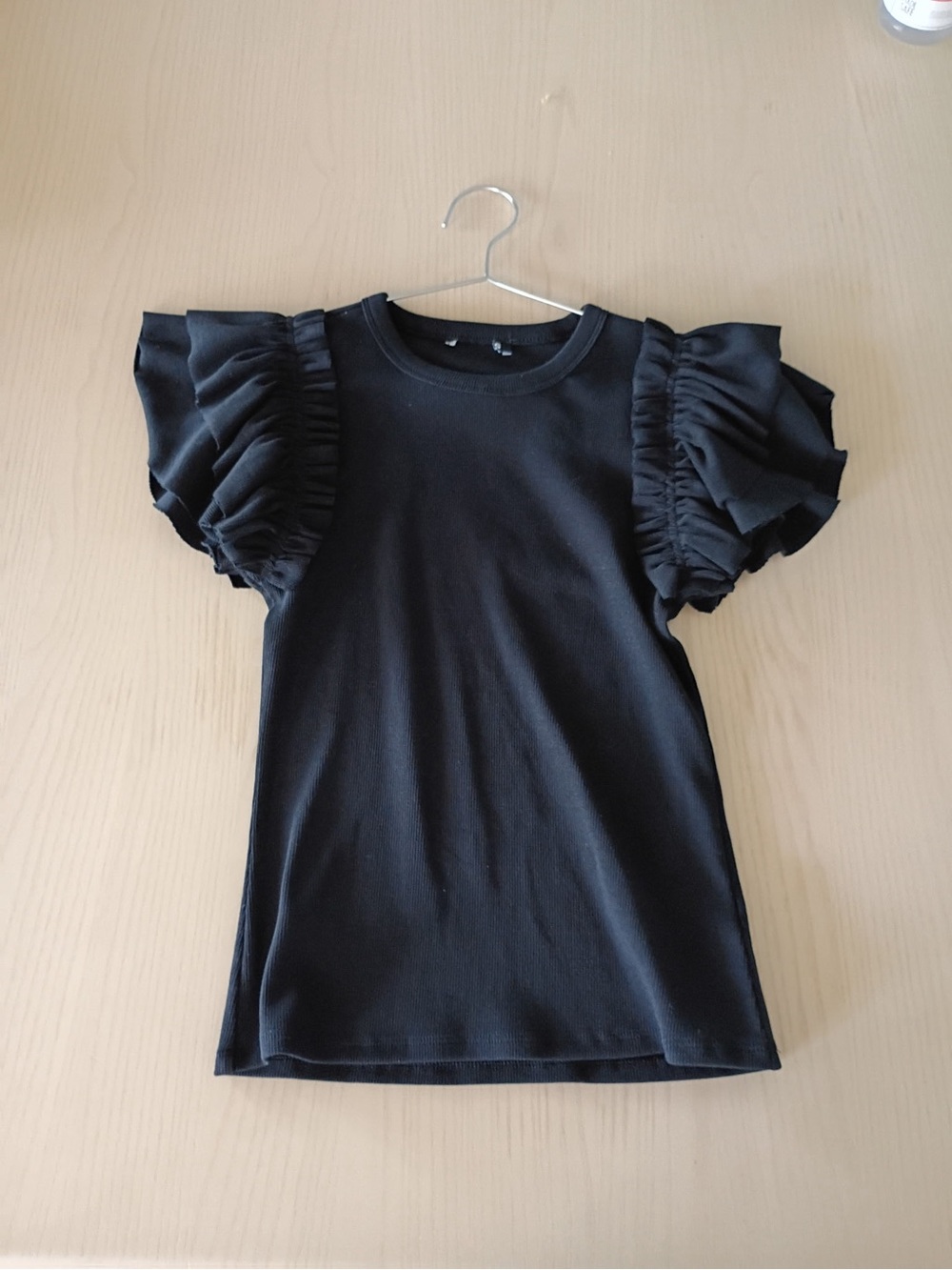 Express Black Ruffle Sleeve Tee